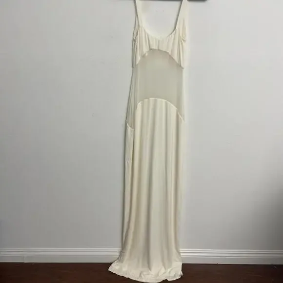 NWT Helsa Sheer Knit Curve Maxi Dress Vanilla  $498 msrp size M - Picture 10 of 11